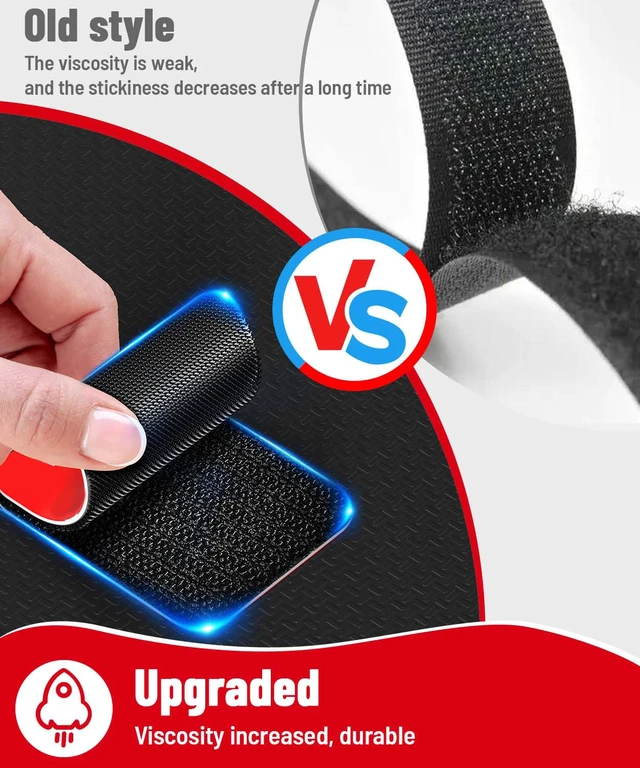 Alt view image 5 of 7 - 16Sets Heavy-Duty Hook and Loop Strips, Heat Resistant Waterproof | High-Bond Fastening Strips, Strong Hold for Indoor/Outdoor Mounting on Wall, Glass, Tile, Metal & More, Black 1.57" x 1.97"