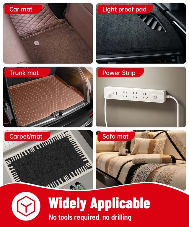 Alt view image 6 of 7 - 16Sets Heavy-Duty Hook and Loop Strips, Heat Resistant Waterproof | High-Bond Fastening Strips, Strong Hold for Indoor/Outdoor Mounting on Wall, Glass, Tile, Metal & More, Black 1.57" x 1.97"