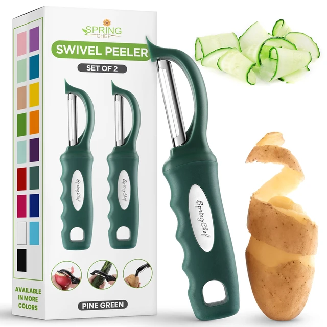 Main image of Swivel Potato Peeler w/Soft Grip Handle, Set of 2, Pine Green | Premium Vegetable Peeler w/ Sharp Stainless Steel Blades, Multifunctional Food Peeler for Apple, Carrot, Cucumber, Fruit