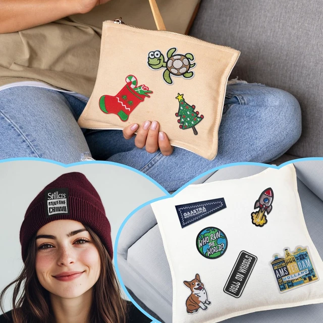 Alt view image 6 of 6 - 100Pcs Random Assorted Styles Embroidered Patches, Sew on/Iron on Patch Applique for Clothes, Dress, Hat, Jeans, DIY Accessories