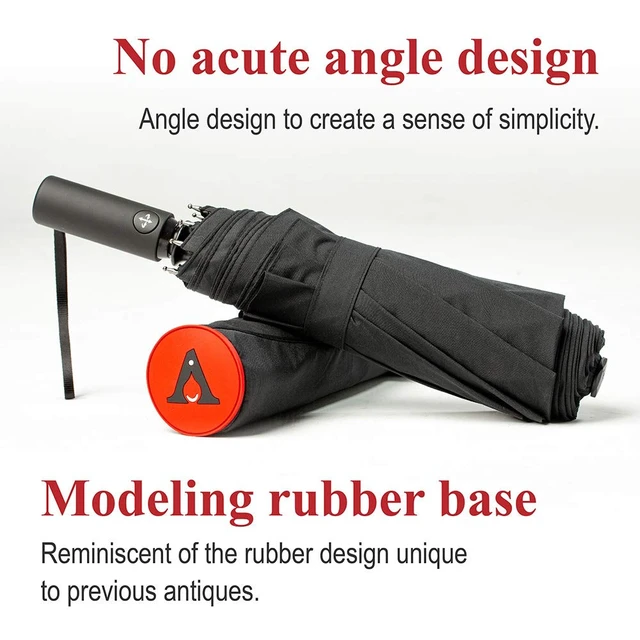 Alt view image 7 of 7 - Portobello Large Umbrella For Rain - Big 54 Inch Double Vented Canopy, Folds Into Travel Size, Big Enough To Fit In 2 Adults, Heavy Duty, Sturdy, Windproof W/Auto Open Close (Black)