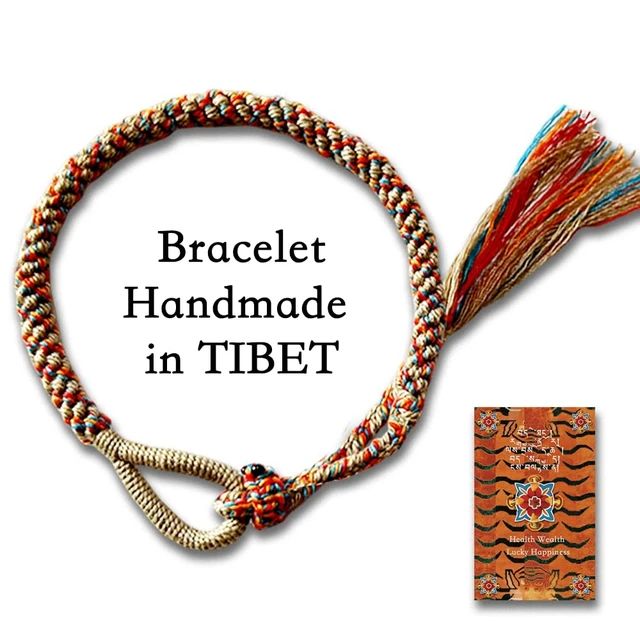 Alt view image 2 of 6 - Tibetan Handmade Woven Bracelet with Good Luck Good Luck & Prosperity Talisman with Blessing Charm for Protection & Peace (Khaki)
