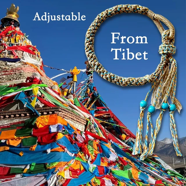 Alt view image 4 of 6 - Tibetan Handmade Woven Bracelet with Good Luck Good Luck & Prosperity Talisman with Blessing Charm for Protection & Peace (Khaki)