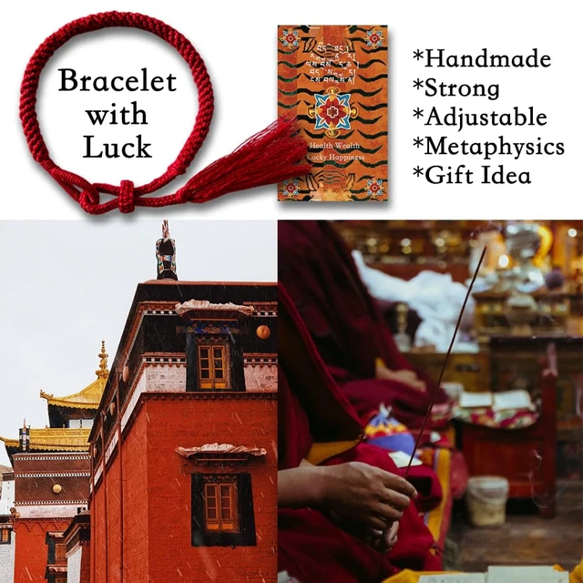 Alt view image 5 of 6 - Tibetan Handmade Woven Bracelet with Good Luck Good Luck & Prosperity Talisman with Blessing Charm for Protection & Peace (Khaki)