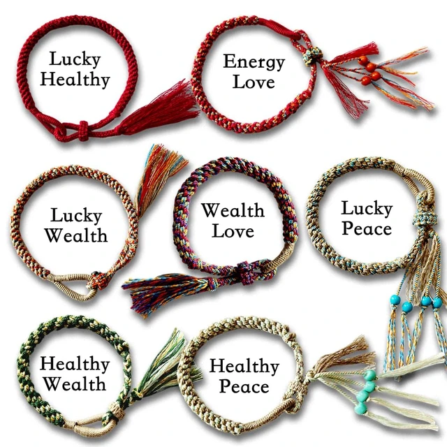Alt view image 6 of 6 - Tibetan Handmade Woven Bracelet with Good Luck Good Luck & Prosperity Talisman with Blessing Charm for Protection & Peace (Khaki)