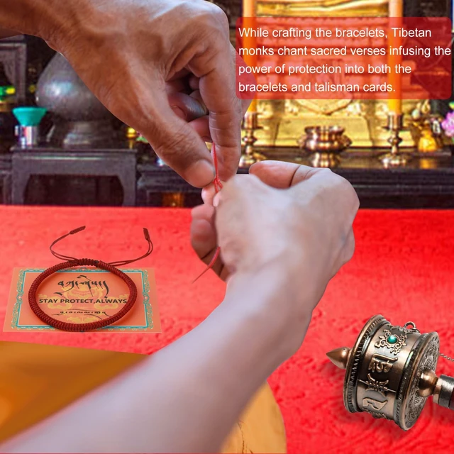 Alt view image 4 of 7 - Authentic Blessed Tibetan monks Handmade Dorje Knot protection bracelet for women and men with a talisman.red bracelet-Red string bracelet-mens bracelet rope-gifts for women and men