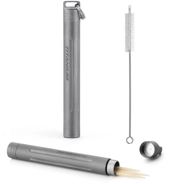 Main image of Titanium Portable Toothpick Holder, Waterproof Tooth Pick Case | Ultra-light Rust Corrosion Resistant, Rubber O-Ring Airtight Waterproof, for Camping Fishing Travel Outdoor Daily Carry