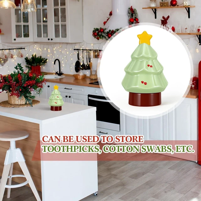 Alt view image 7 of 7 - Spring Tree Ceramic Toothpick Holder with Star Lid for Kitchen | Green Dispenser with Decorative Tree Design, Star Topper, Smooth Ceramic, Ideal for Dining Table Restaurant Home Decor