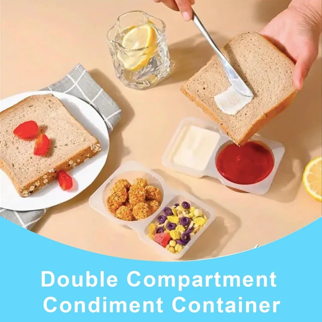 Alt view image 2 of 7 - 20-Pack 2-Compartment Snack Containers with Lids (40 Pieces) | Reusable Meal Prep Lunch Boxes for Portion Control, Microwave Safe Snack Pack, Ideal for Office, Gym, Travel Use