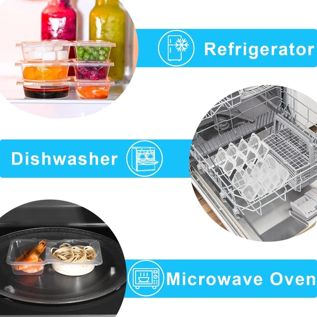 Alt view image 4 of 7 - 20-Pack 2-Compartment Snack Containers with Lids (40 Pieces) | Reusable Meal Prep Lunch Boxes for Portion Control, Microwave Safe Snack Pack, Ideal for Office, Gym, Travel Use