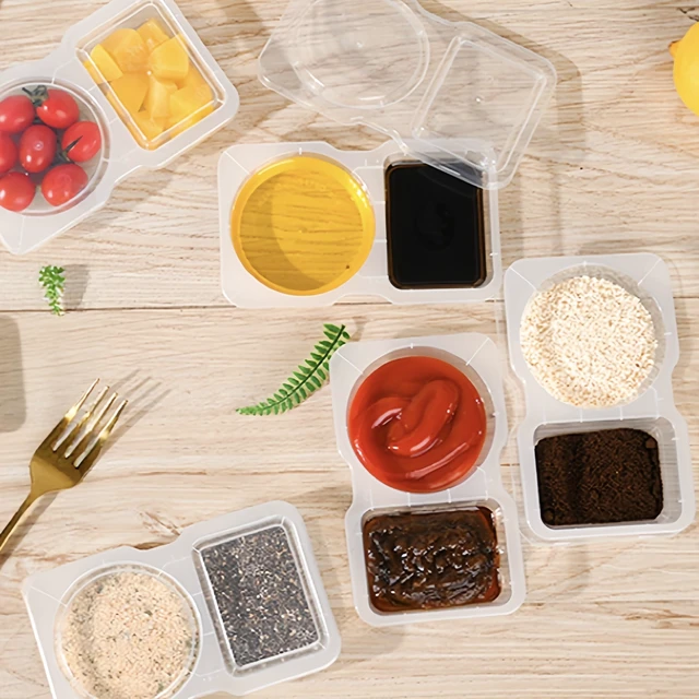 Alt view image 7 of 7 - 20-Pack 2-Compartment Snack Containers with Lids (40 Pieces) | Reusable Meal Prep Lunch Boxes for Portion Control, Microwave Safe Snack Pack, Ideal for Office, Gym, Travel Use