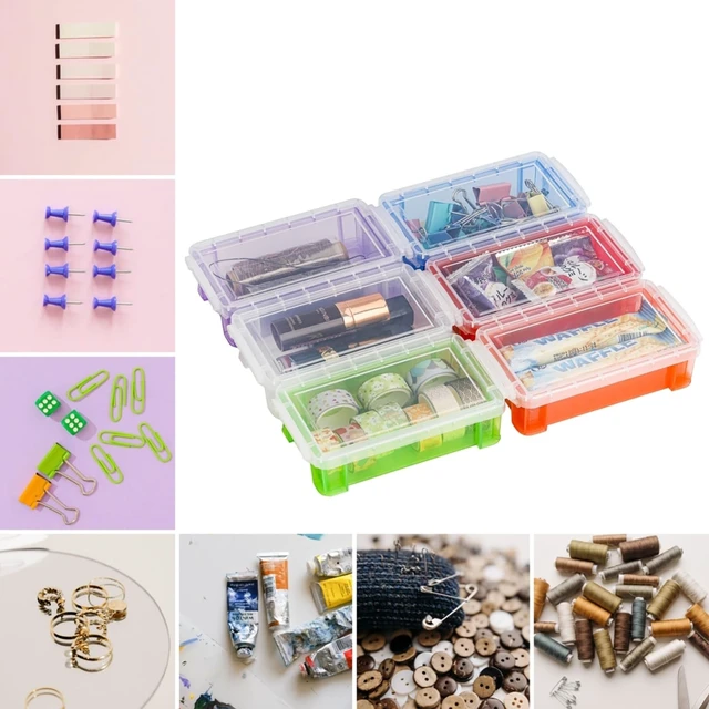 Alt view image 4 of 7 - 12 Pack Small Plastic Storage Box with Lid, 5.3"x3"x2" Stackable Clear Latch Storage Case Bins Organizer Container for Craft Items, Jewelry Beads, 6 Colors