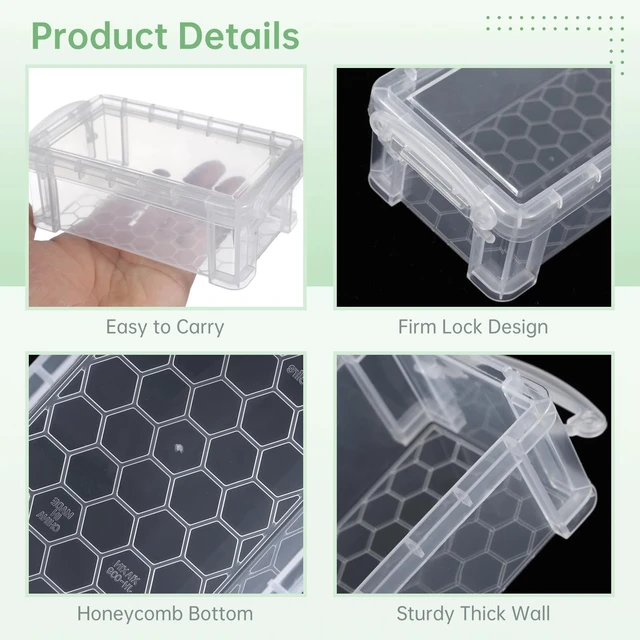 Alt view image 3 of 7 - 6 Pcs Mini Plastic Storage Containers, 5x3x1.8in with Locking Lids, Clear | Crafts, stationery, jewelry, sewing, beads, buttons, thread, pins, office supplies, small parts, multipurpose