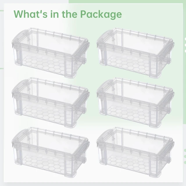 Alt view image 5 of 7 - 6 Pcs Mini Plastic Storage Containers, 5x3x1.8in with Locking Lids, Clear | Crafts, stationery, jewelry, sewing, beads, buttons, thread, pins, office supplies, small parts, multipurpose