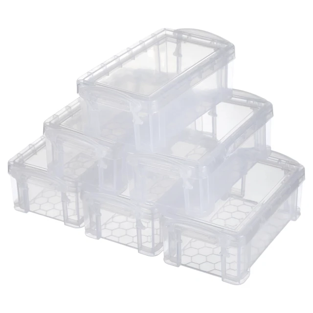 Alt view image 7 of 7 - 6 Pcs Mini Plastic Storage Containers, 5x3x1.8in with Locking Lids, Clear | Crafts, stationery, jewelry, sewing, beads, buttons, thread, pins, office supplies, small parts, multipurpose