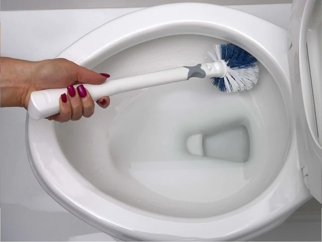 Alt view image 2 of 5 - No-Drip Toilet Brush Set, Flexible Neck Scrubber with Portable Carrying Caddy Holder, Discreet Bathroom Cleaning Supplies, Scrub Tough Stains with Non-Scratch Bristles