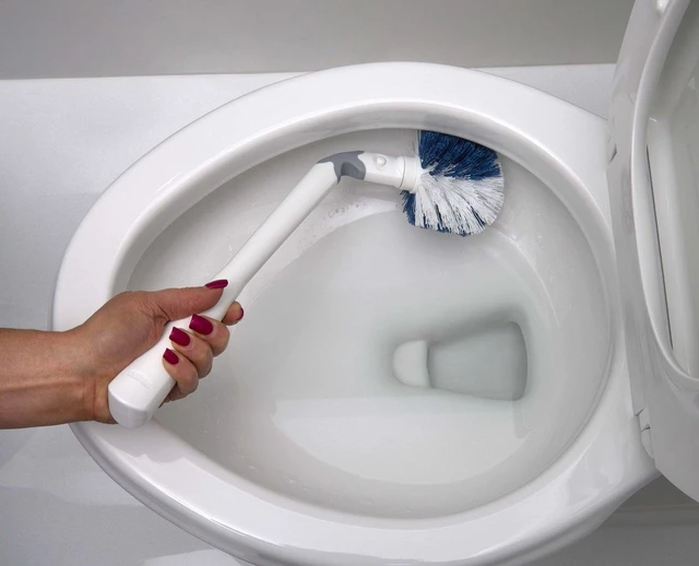 Alt view image 3 of 5 - No-Drip Toilet Brush Set, Flexible Neck Scrubber with Portable Carrying Caddy Holder, Discreet Bathroom Cleaning Supplies, Scrub Tough Stains with Non-Scratch Bristles