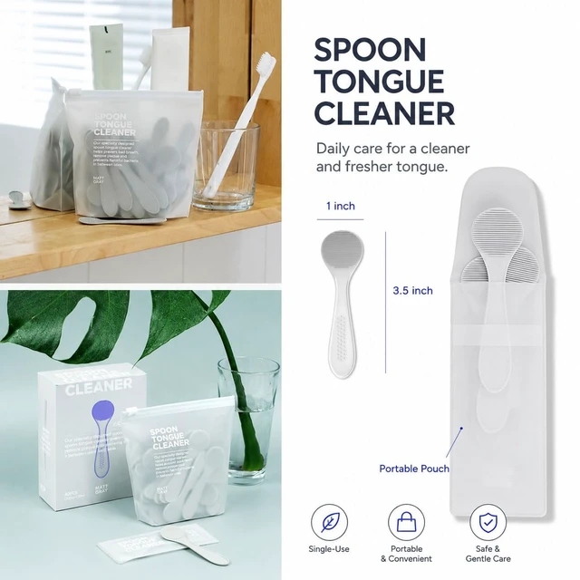 Alt view image 6 of 7 - Disposable Tongue Scraper Cleaners - 40 Count Made in Korea with Portable Travel Pouch, Resistant High-Grade POM Material, Single-Use Tongue Brush for Fresh Breath & Oral Care
