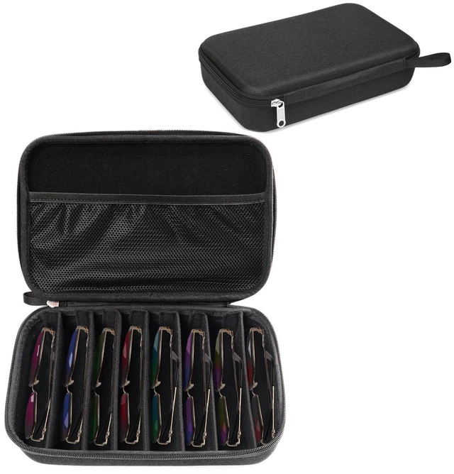 Main image of Travel Sunglasses Organizer Case Adjustable Slot For Multiple Eyeglasses Hard-shell Portable Storage Box for Men Women