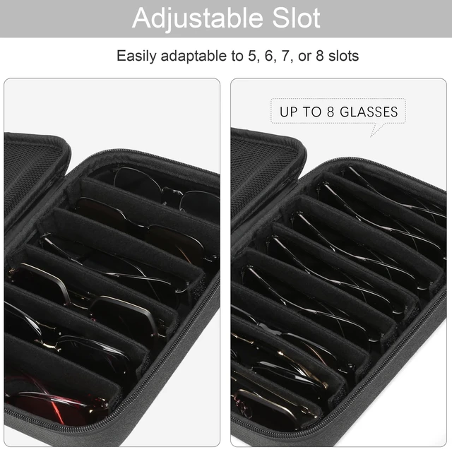 Alt view image 2 of 6 - Travel Sunglasses Organizer Case Adjustable Slot For Multiple Eyeglasses Hard-shell Portable Storage Box for Men Women