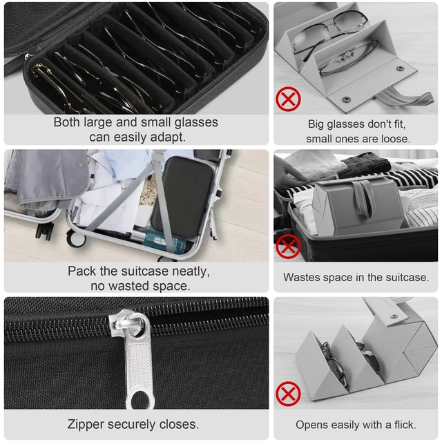 Alt view image 6 of 6 - Travel Sunglasses Organizer Case Adjustable Slot For Multiple Eyeglasses Hard-shell Portable Storage Box for Men Women