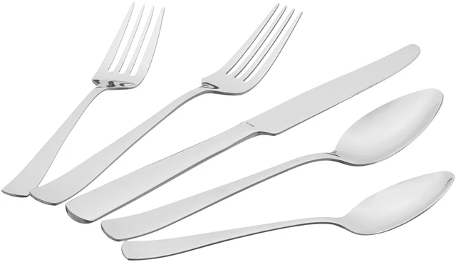 Alt view image 3 of 5 - 20-Piece Stainless Steel Flatware Set with Square Edge, Dishwasher Safe, Simple Design, Service for 4, Silver
