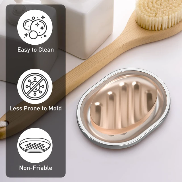 Alt view image 5 of 7 - Stainless Steel Soap Dish, 2 Pack, Large Double-Layer Draining Tray | Metal Bar Soap Dish for Bathroom, Shower, Kitchen Sink Counter, Container for Sponges, Steel wool, Scrub brushes, Anti-Rust