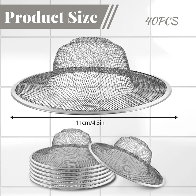 Alt view image 2 of 7 - 40 Pcs Mesh Sink Strainer, 4.5" Diameter Stainless Steel Slop Basket | Filter Trap Metal Durable Kitchen Sink Drain Strainer with Large Wide Rim for The Sinks in Kitchen Bathroom Shower Drain