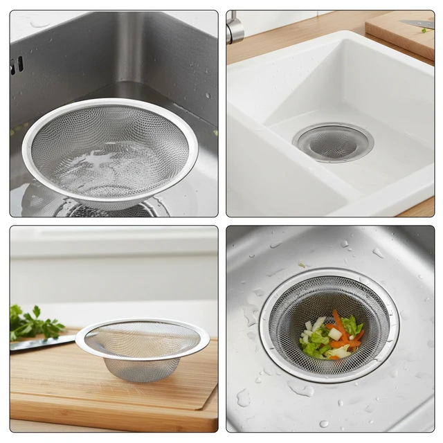 Alt view image 3 of 7 - 40 Pcs Mesh Sink Strainer, 4.5" Diameter Stainless Steel Slop Basket | Filter Trap Metal Durable Kitchen Sink Drain Strainer with Large Wide Rim for The Sinks in Kitchen Bathroom Shower Drain