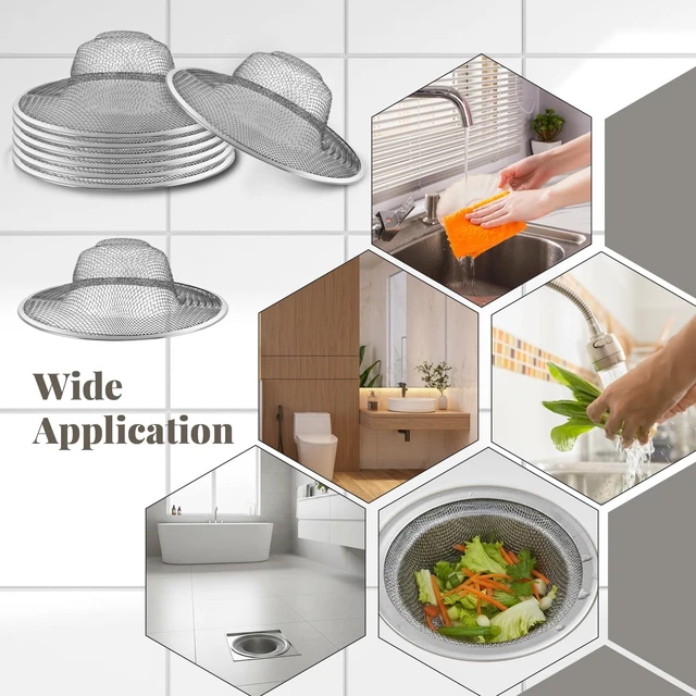 Alt view image 7 of 7 - 40 Pcs Mesh Sink Strainer, 4.5" Diameter Stainless Steel Slop Basket | Filter Trap Metal Durable Kitchen Sink Drain Strainer with Large Wide Rim for The Sinks in Kitchen Bathroom Shower Drain