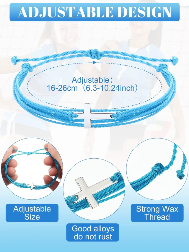 Alt view image 2 of 6 - 48 Pcs Cross Bracelets Bulk Christian Gifts Braided Rope for Women Men Kids | Adjustable, Religious Party Favors, WWJD Bracelets for Teen Girls, Multicolor Woven Cord, Bulk Pack, Fits All Ages