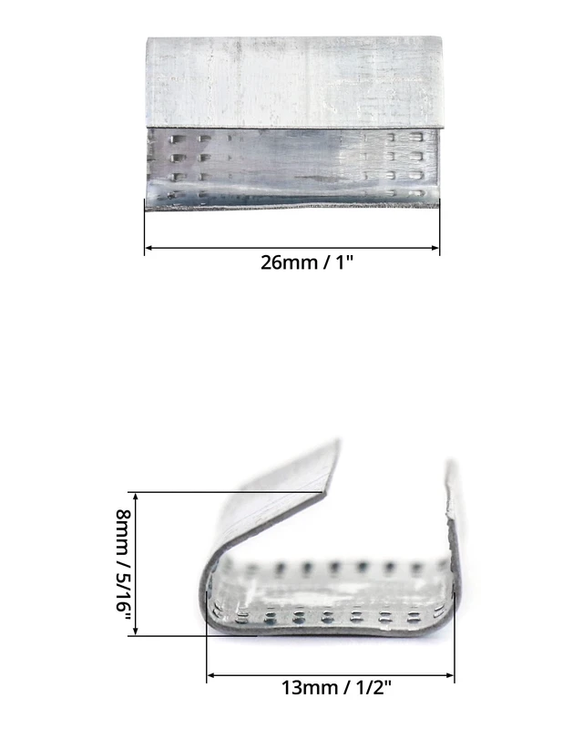 Alt view image 6 of 7 - Seals for 1/2" Strap Width Steel Strapping, 500 Pcs Metal Clips for Firmly Securing Packaging and Pallet Banding, Fix Large and Medium-sized Loads for Storage and Transportation