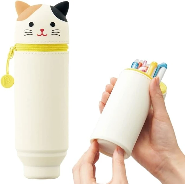 Alt view image 2 of 7 - Kawaii Japanese Cat Stand Up Pencil Case For School Office College, Cute School Supplies, Animal Pen Holder Pencil Pouch Holder Teen Girls, Artist Pencil Case, Calico Cat (A7712-7)
