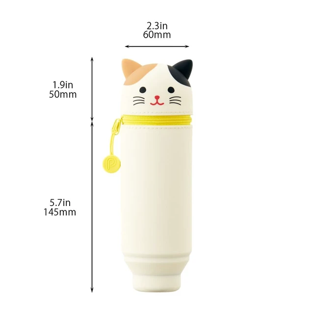 Alt view image 3 of 7 - Kawaii Japanese Cat Stand Up Pencil Case For School Office College, Cute School Supplies, Animal Pen Holder Pencil Pouch Holder Teen Girls, Artist Pencil Case, Calico Cat (A7712-7)