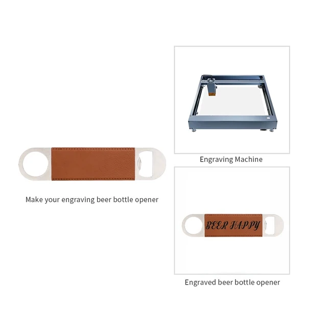 Alt view image 4 of 6 - 8 Pack Leather Flat Bottle Opener 7" Yellow Brown for Engraving | Laser Engraving Ready, DTF Transfer Compatible, Custom Stainless Steel Opener for Kitchen,Bar,Restaurant or Home