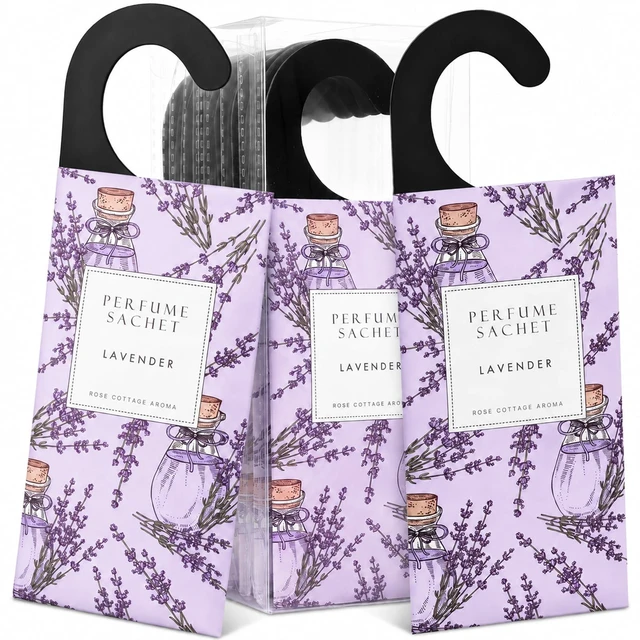 Main image of Large 12 Packs Lavender Hanging Scented Sachets Long-Lasting Closet Deodorizer Air Freshener Fabric Refresher Odor Eliminator for Drawer Home Fragrance Gift Set