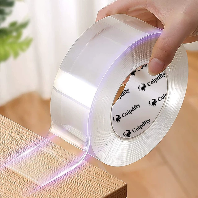 Alt view image 4 of 7 - Double Sided Tape Heavy Duty for Wall Decor No Damage to Paint,Clear Removable Mounting Tape,Nano Two Sided Adhesive Tape,Picture Hanging Strips for Posters,Stickers -2Rolls(1.18in*6.5FT+0.39in*6.5FT)