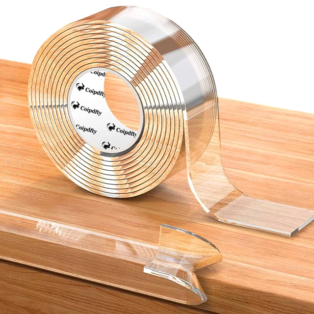 Alt view image 5 of 7 - Double Sided Tape Heavy Duty for Wall Decor No Damage to Paint,Clear Removable Mounting Tape,Nano Two Sided Adhesive Tape,Picture Hanging Strips for Posters,Stickers -2Rolls(1.18in*6.5FT+0.39in*6.5FT)