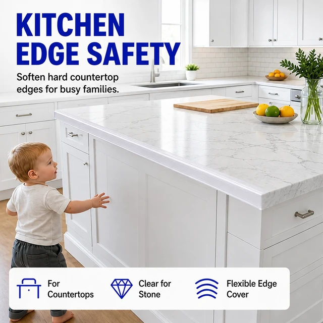 Alt view image 5 of 6 - Baby Corner Proofing Edge Protector Strip,1 Roll, 1.6in x 13FT | Soft bumper,child safety design,fit table desk fireplace,anti-collision edge guard,furniture corner protective strip