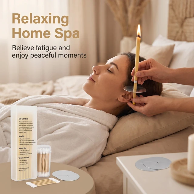 Alt view image 5 of 6 - 20pcs Set Ear Candles Cleaning and Ear Candles Wax Removal Kit with 20*Cotton Storage Box and Protective Discs, Convenient to Use
