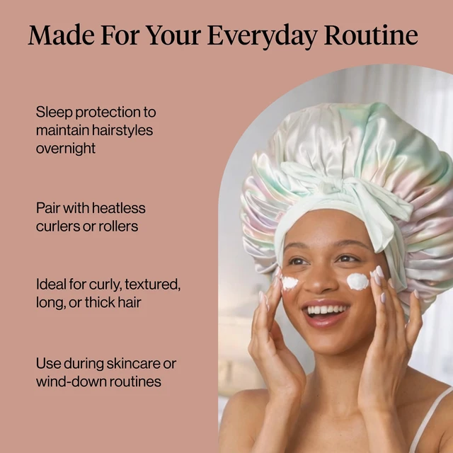 Alt view image 6 of 7 - XL Satin Bonnet for Sleeping - Aura | Softer Than Silk Bonnet For Sleeping Women - Secure Fit, Adjustable & Prevents Breakage Hair Bonnet For Sleeping
