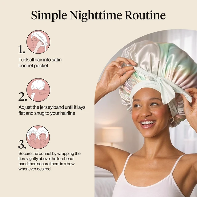 Alt view image 7 of 7 - XL Satin Bonnet for Sleeping - Aura | Softer Than Silk Bonnet For Sleeping Women - Secure Fit, Adjustable & Prevents Breakage Hair Bonnet For Sleeping