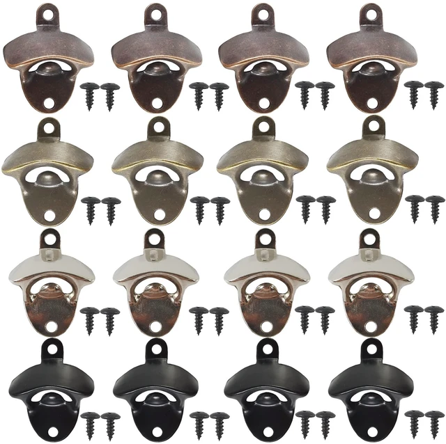 Main image of 16PCS Wall Mounted Bottle Opener Vintage Beer Opener with Mounting Screws Set for Beer Cap Coke Bottle Wine Soda Open and Kitchen Cafe Bars(4 Colors)