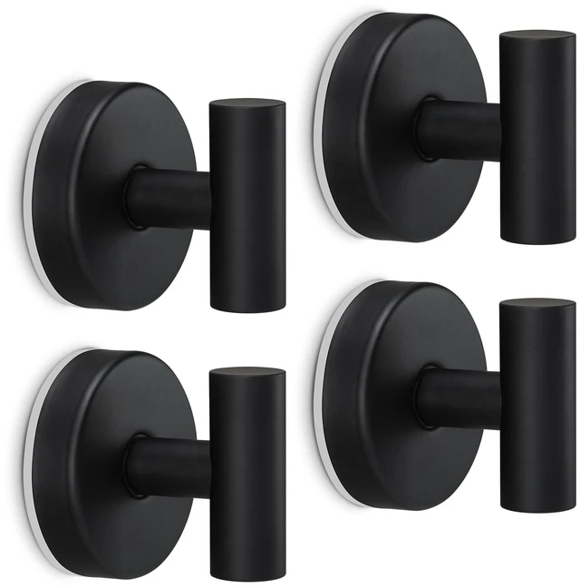 Main image of Towel Hooks Shower Suction Hook Towel Hanger for Bathroom Hanging Coat, Robe, Removable Wall Mounted Hook for Bedroom Kitchen Hotel Pool Matte Black(4-Pack)