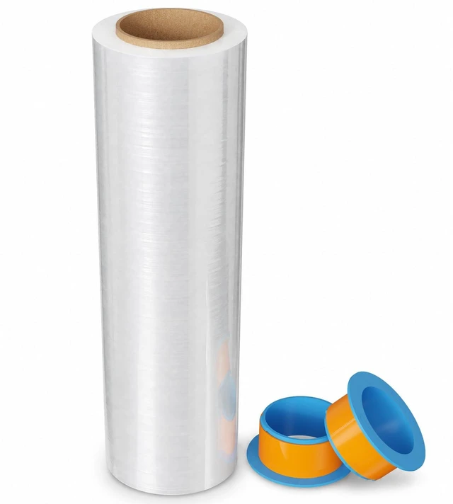 Main image of Stretch Wrap Roll, 15 in x 1000 Ft Plastic Wrap for Moving Furniture | 60 Gauge, 300% Stretch, Industrial Strength Clear Plastic Wrap with Handles for Industrial Plastic Pallet Cling, Moving