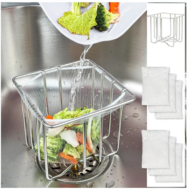 Main image of Kitchen Sink Strainer with Sink Basket Holder and 300 Strainer Net Bags | Food Catcher with drain filter Mesh bag,Meshmate Waste Rack Trash Catcher for Leftovers.