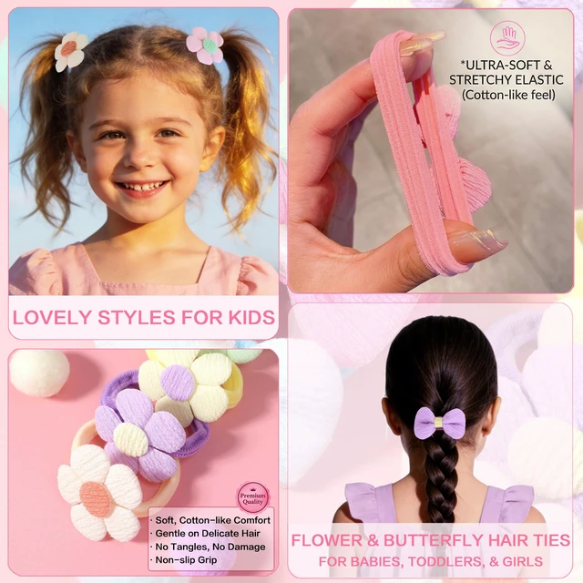 Alt view image 3 of 7 - 900Pcs Hair Accessories for Girls with 3-Tier Pink Organizers,Ties, Clips | Includes Soft Bands, Bows and Star Claws, No Pull, For Little Girls Teens,Assorted Ponytail Holders Supplies for Princess