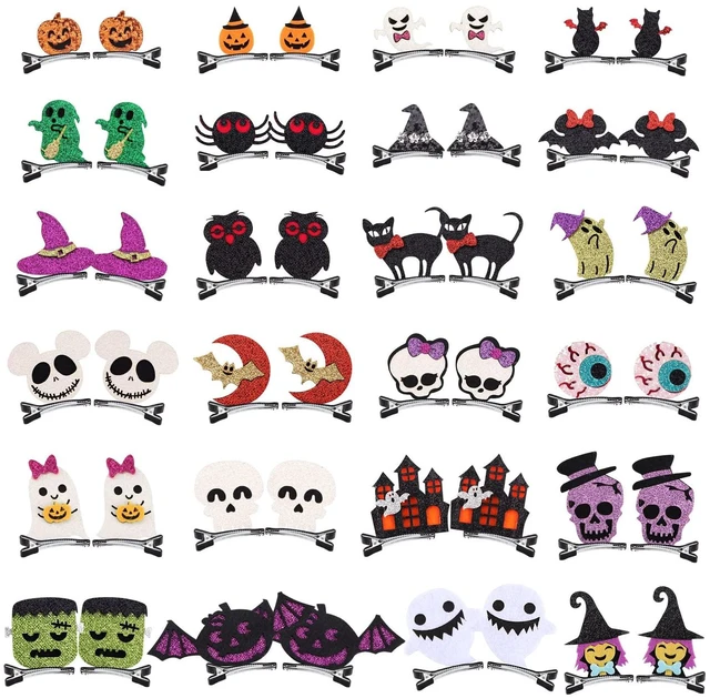 Main image of 48PCS Halloween Hair Clips Halloween Cartoon Hair Clips | Pumpkin Ghost Witch Hair Decoration Spider Web Castle Hairpins Cute Halloween Barrettes for Women Girls Cosplay Accessories