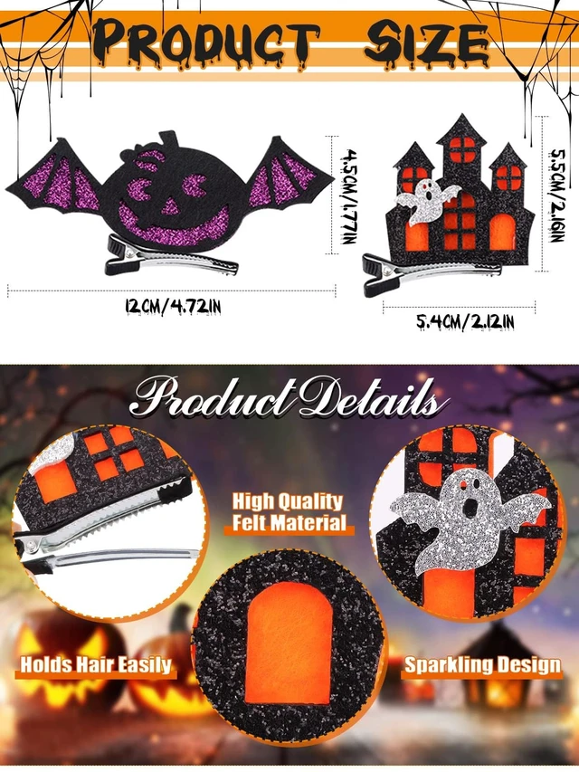 Alt view image 3 of 7 - 48PCS Halloween Hair Clips Halloween Cartoon Hair Clips | Pumpkin Ghost Witch Hair Decoration Spider Web Castle Hairpins Cute Halloween Barrettes for Women Girls Cosplay Accessories