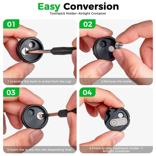 Alt view image 6 of 7 - Pill Holder Keychain and Toothpick Holder, 2-Mode Convertible Design | Food-safe Aluminum,IPX7 Double Waterproof Seal,Dual Large Openings for Big Pills,Carabiner Portable,Small Items Storage